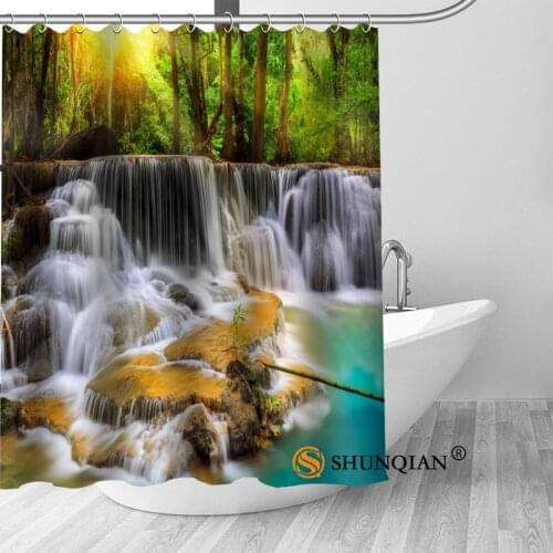 Waterfalls Nature Landscap Shower Curtain Bathroom Decorations For Home Waterproof Fabric Curtain Shower Bath Curtain A18.1.3