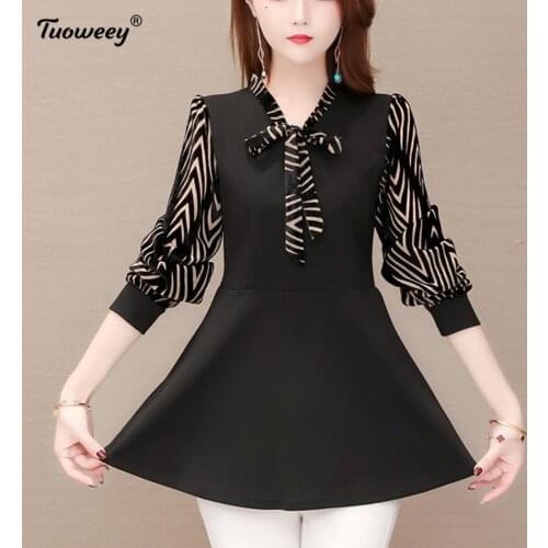 Women clothes Elegant Chiffon bow collar elegant Ruffled Long sleeve Shirt Office Lady Blouse Tops 2021 Spring New