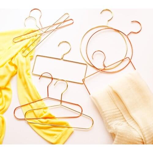 1/2Pcs Gold Iron Hangers Clothes Hanging Storage Racks Clothes Hangers Scarf Tie Towel Hangers Wall Hook Home Organizer Decor