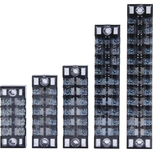 1Pcs TB-1503/1504/1506/1508/1510/1512 Dual Row Strip Screw Terminal Block 15A 600V Fixed Wiring Board wire connector