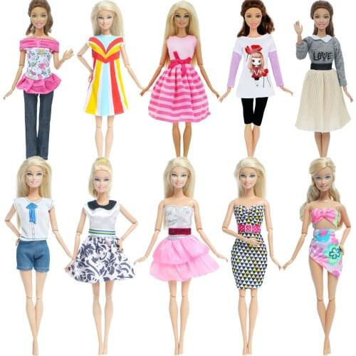10 Set/Lot Fashion Modern Dress Party Gown Skirt Trousers Clothes for Barbie Doll Accessories Baby Girl DIY House Toys