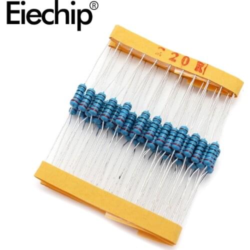 100pcs/lot 0.5W 1 ohm 1% Metal film resistor 1/2W resistance 220R Electronic resistors