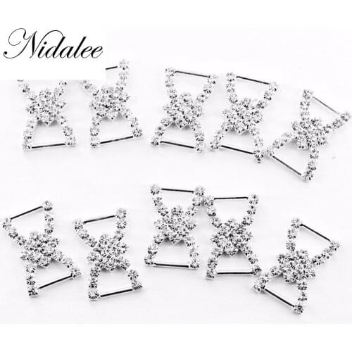 20mm 4/5"Silver Buckles Metal Crystal Rhinestone DIY Accessories Decoration For Wedding Invitation Card For Ribbon Slider