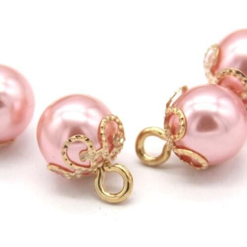 20pcs Vintage Pink Faux Pearl Plastic Buttons For Clothes Women Shirt Dress Decorative Handmade Accessories DIY Crafts Wholesale