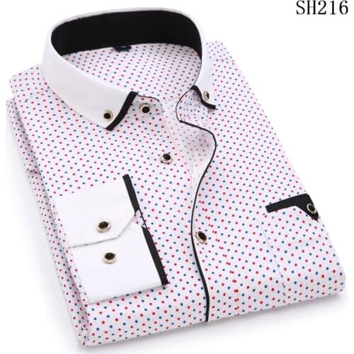 2019 Mens Fashion Casual Long-sleeved Printed Shirt Slim Mens Social Business Shirt Brand Mens Clothing Soft and Comfortable