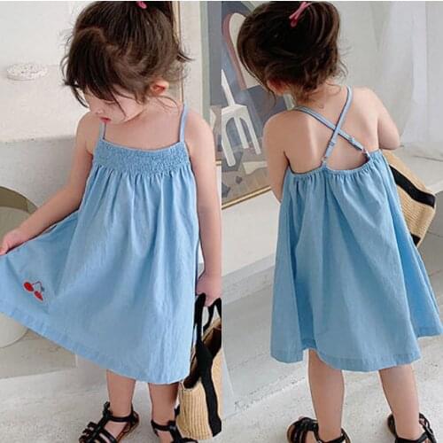2020 Summer Baby Girl Dress Spaghetti Strap Vestido Jeans Casual Girls Dress