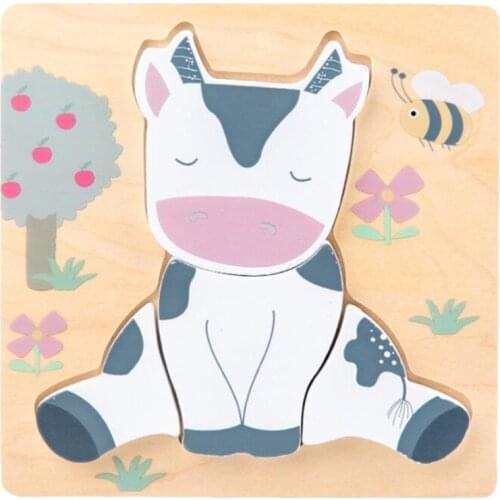 2021 New Wooden Puzzle Childrens Cartoon Puzzle 1 2 3 Years Old Educational Toy Gift