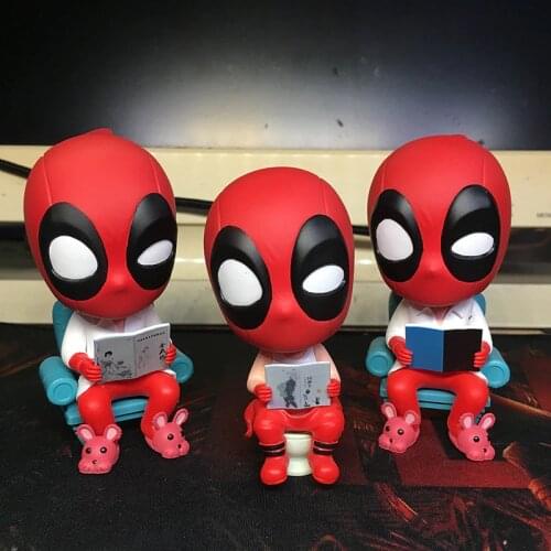 3 Style Funny Deadpool Reading on Sofa Flush toilet Version Cute Figure Model Toys