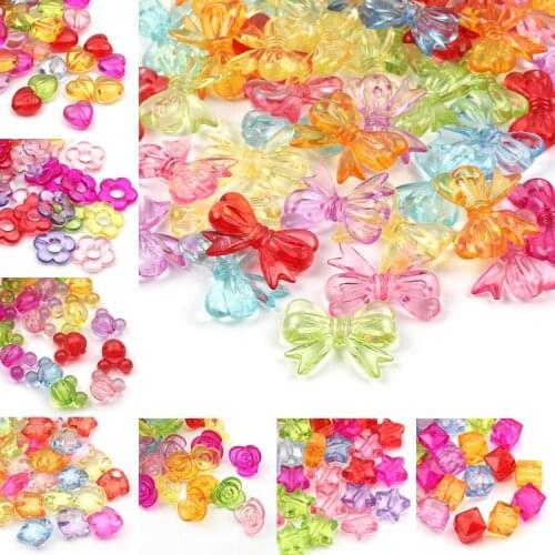 Acrylic Pendant Star Heart Round Square Loose Spacer Beads For Jewelry Making Accessories Transparency DIY Bracelet Supplies