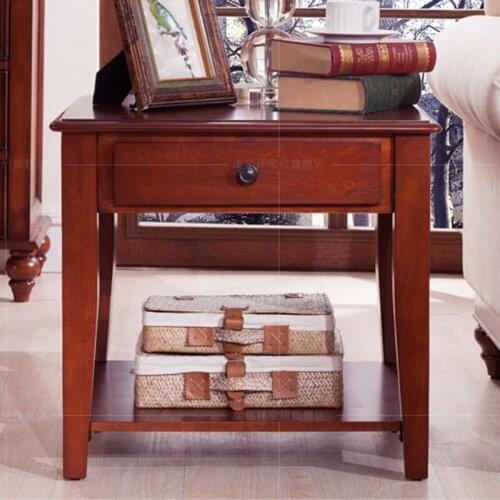 American retro solid wood corner table European style living room side table small coffee table sofa side small table