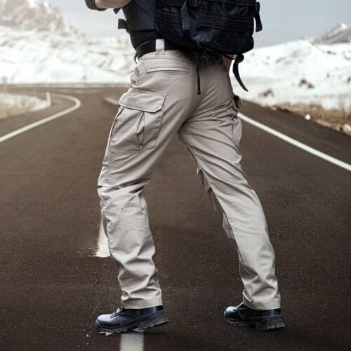 Mens Multi-pocket Tactical Pants Loose Wearproof Overalls Trousers Male Outdoor Water Resistant Hiking Training Military Pants