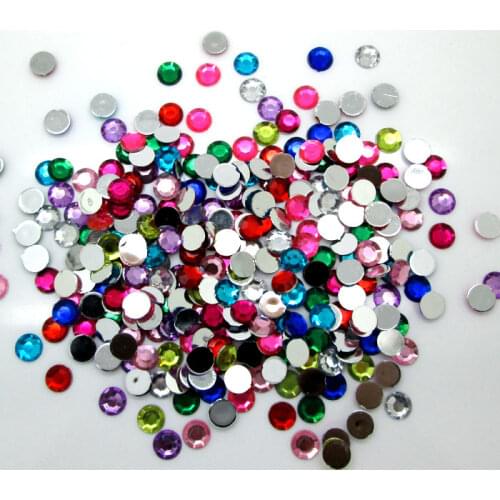 500Pcs Mixed 8mm Round Acrylic Decoration Crafts Beads Flatback Cabochon Scrapbook DIY For Clothes Embellishments Accessories