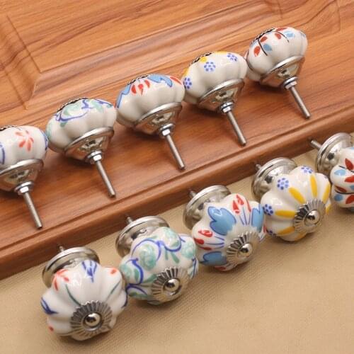 European Classic Vintage Ceramic Door Knobs for Cabinet Drawer Closet Cupboard Wardrobe Furniture Door Pull Handle Accessories