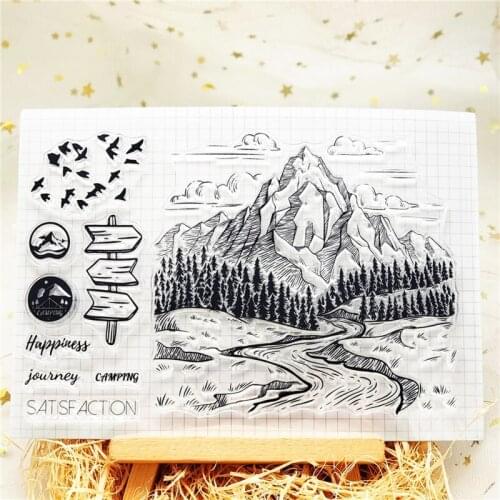 Mountains Silicone Clear Seal Stamp DIY Scrapbooking Embossing Photo Album Decor G6DB