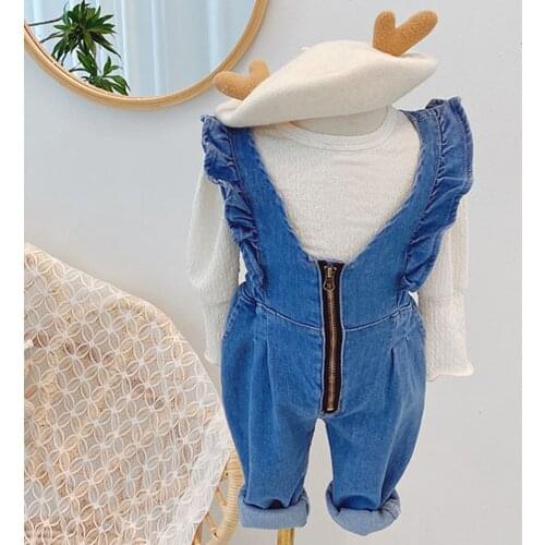 Girls Overalls Summer Casual Cowboy Jumpsuit for Toddler Girls Clothing Casual Kids Sleevelss Bodysuit Girls Jeans Pants 1-7T