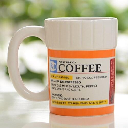 Creative Medicine Bottle Ceramic Mug Coffee Cup Personalized Home Breakfast Milk Bottle Large Capacity Office Tea Set Cup