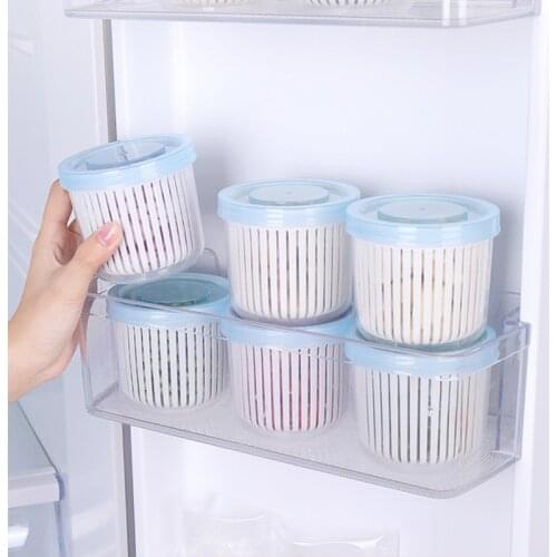Creative Refrigerator Round Drain Sealed Box For Ginger Garlic Onion Refrigerator Keep Fresh Fridge Box Tray Kitchen Organizer
