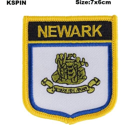 Newark Shield Shape Flag patches embroidered flag patches national flag patches for Cothing DIY Decoration