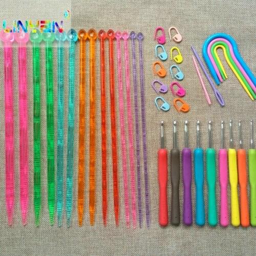 New 23 pieces Candy needle Soft handle Twist-pin crystal DIY Weaving tools Acrylic knitting needles needle Crochet hook t49