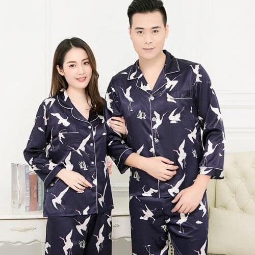 Couple Silk Stain Pajamas Sets Men Womens Pajamas Sleepwear Set mens sexy pajamas sleepwear traje conjuntosluxury clothes women