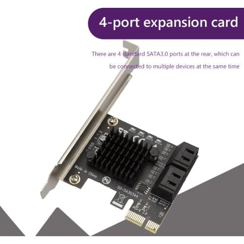 PCIe to 4 Ports SATA 3 III 3.0 6 Gbps SSD Adapter PCI-e PCI Express x1 Controller Board Expansion Card Support x4 x6 x8 x16Gbps