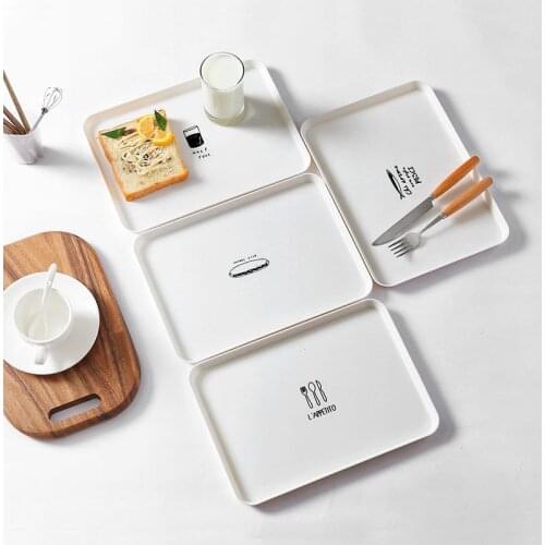 1 Pcs Nordic Style Plastic Rectangular Plate Home Simple Breakfast Tea Tray Dessert Small Tray Household Convenient Gadget