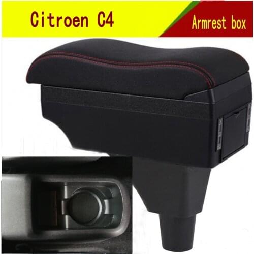 For Citroen C3 C4 Armrest Box Center console central Store content box cup holder accessories parts USB Charging heighten