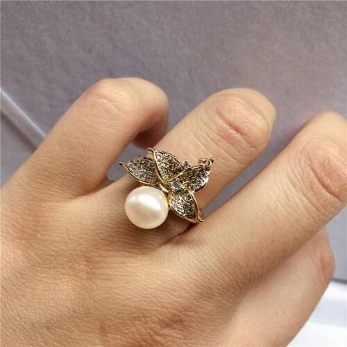 Popular Flower Ring Base Mountings Findings Settings Adjustable Ring Jewelry Parts Fittings Accessories for Pearl Beads Stones