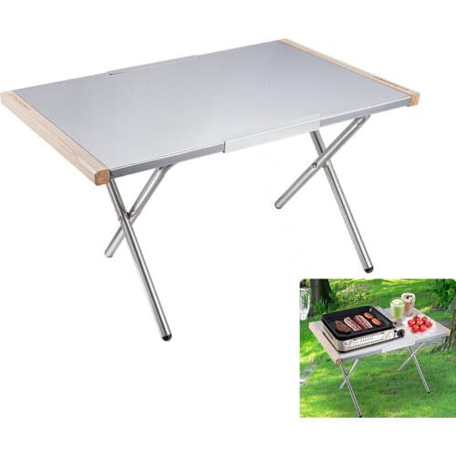 Portable Large Steel Table T-380 Outdoor Portable Storage Tea Picnic Barbecue Table Camping Cooking Table Folding Table