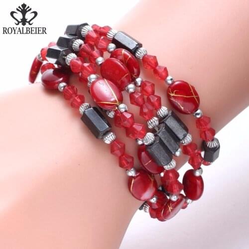 RoyalBeier Mix Style Crystal Multi Layers Acrylic Magnet Colorful Jewelry Bracelets& Bangle Beads 90cm Chain Bracelets For Women