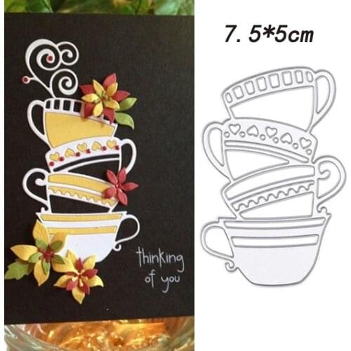 Tea cup christmas dies metal cutting dies 2020 stencl template scrapbooking album mold paper stamps and dies metal dies