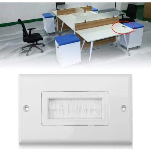 Brush Wall Plate Anti-dust Wall Mount Panel Cable Pass Through Insert for Wires Single Gang Cable Access Strap Wall Socket Plug