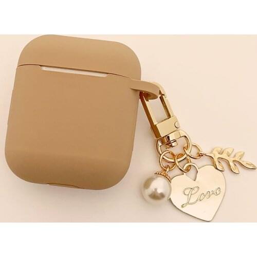Cute Pearl metal tag keyring lovely Headphone Earphone Soft silicone case for airpods 1 2 pro Wireless Headset Accessories cover