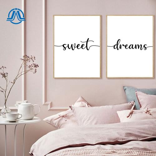 Nordic Minimalist Style Canvas Painting Sweet Dream Quote Posters And Prints Wall Art Modern Pictures For Bed Room Decoration
