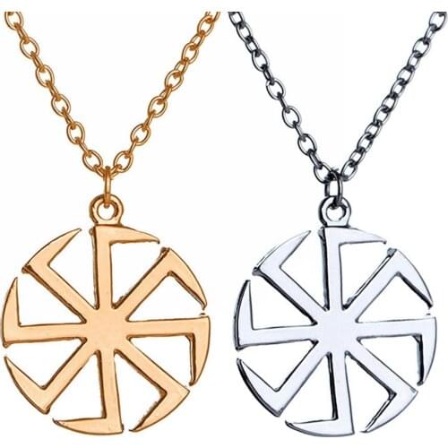 Slavic Kolovrat Amulet Pagan Choker Sun Talisman Wax Cord Religious Pendants Necklace For Date Birthday Woman Man Girl Gift