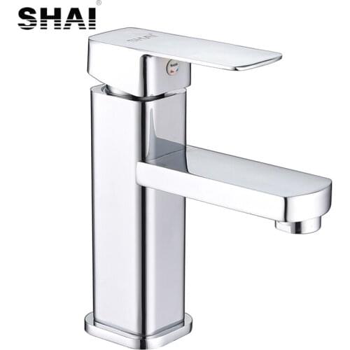 SHAI Brass Ontology Angle Bathroom Basin Faucet Brass Vessel Sink Water Tap Single Handle Faucet Chrome Finish Faucet SH2707