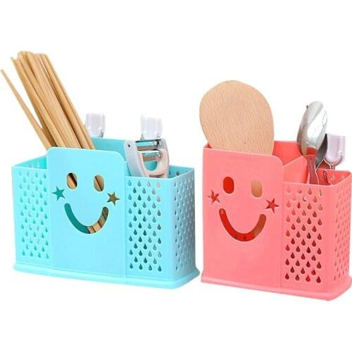 Kitchen Drain Tableware Storage Racks Thick Plastic Cutlery Chopsticks Spoon Fork Rack Stationery Cosmetic Hanging Storage Racks