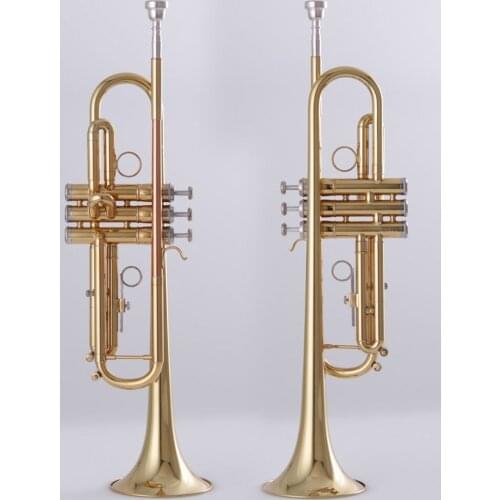Trumpet Gold lacquer Brass body Rose brass lead pipe Stainless steel Valves