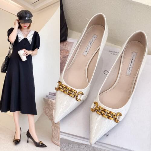 Pointed high-heeled shoes designed for womens shoes in 2021 the new summer fine temperament with black