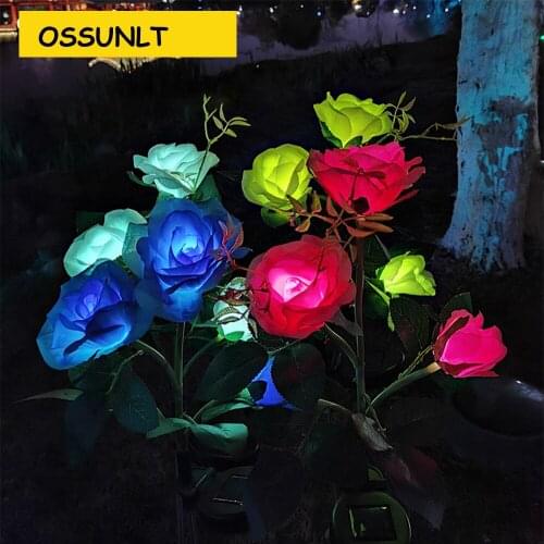 Solar LED Light Outdoor Rose Flower Lights Jardin Decor Night Lighting Lawn Landscape Garden Decoration Lampe Solaire Exterieur