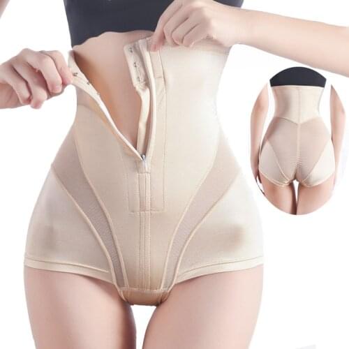 Tummy Control Waist Trainer Panties Styling Belt Corset Weight Loss Underwear Corrective Body Shaper Front Zipper Cotton Bottom