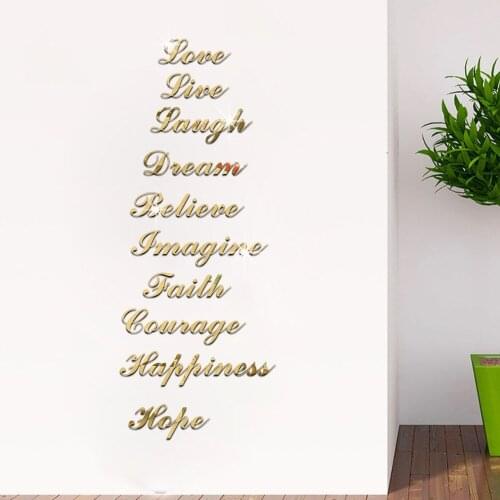 Inspirational Encouraging Words Acrylic Mirror Wall Stickers Stair Sticker Bedroom Living Room Decor Home Decoration Accessories