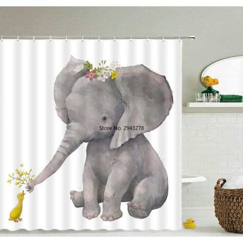 Waterproof Fabric Shower Curtains Decoration lovely Cat Dog Elephant Rabbit Shark Bath Curtain Bathroom large 240X180 Screen