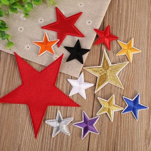 High Quality Small Five-pointed Star Multicolor Embroidery Patch DIY Floral Hat Down Clothes Denim Pants Decoration Patch Hole