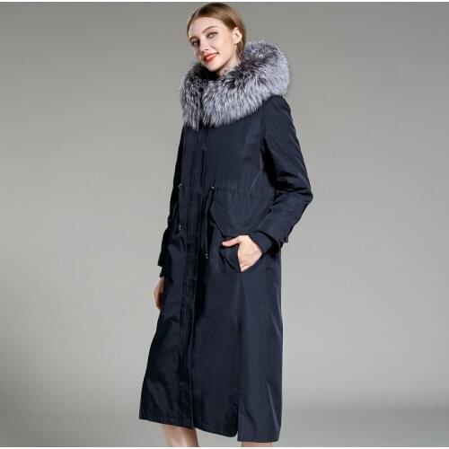 Real Casual Coats Jackets Women 2020 Winter Warm Long Parka Natural Big Fur Collar Hooded Coat Overcoat ropa chaqueta mujer