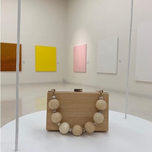 Women Messenger Bags Clutch Purse Elegant Banquet Shoulder Bags Wooden Ball Chain Handbags Hasp Clutch Women Evening Bags