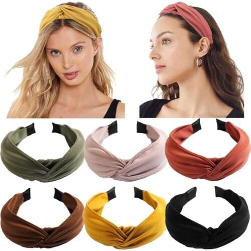6PCS Wide Knotted Headbands for Women Top Knot Headband Floral Cross Knot Hair Band Fashion Hair Accessories for Girls Women