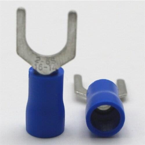 1000PCS SV2-6 Pre-Insulated Cold pressed terminals Furcate Y/U shape wire crimp terminal Brass for AWG16~14