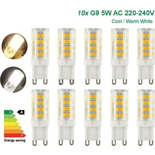 10X G9 led bulbs 5W Mini corn lamp 2835 SMD chip capsule replace halogen lights Crystal Ceramics cold/warm white 220V 240V