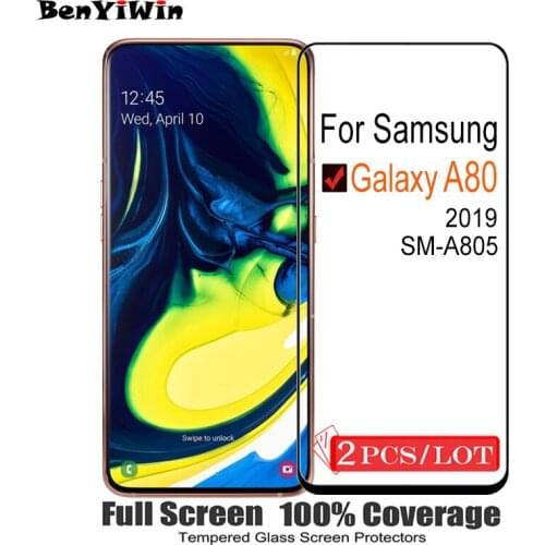 2PCS 100% Original Full Cover Screen Protector Tempered Glass For Samsung Galaxy A80 9H Protective Glass For A 80 SM-A805 Film